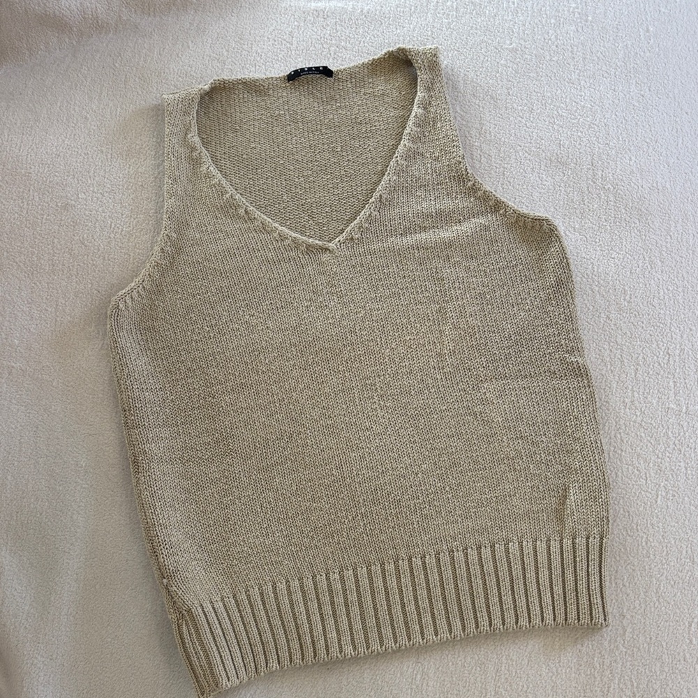 Sisley Women's Beige V-Neck Sweater Vest